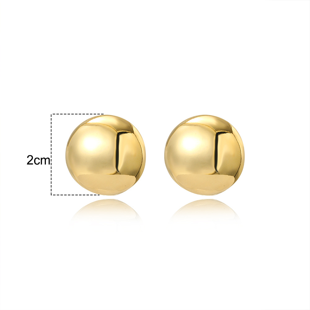 1 Pair Simple Style Round Plating Brass Ear Studs display picture 1