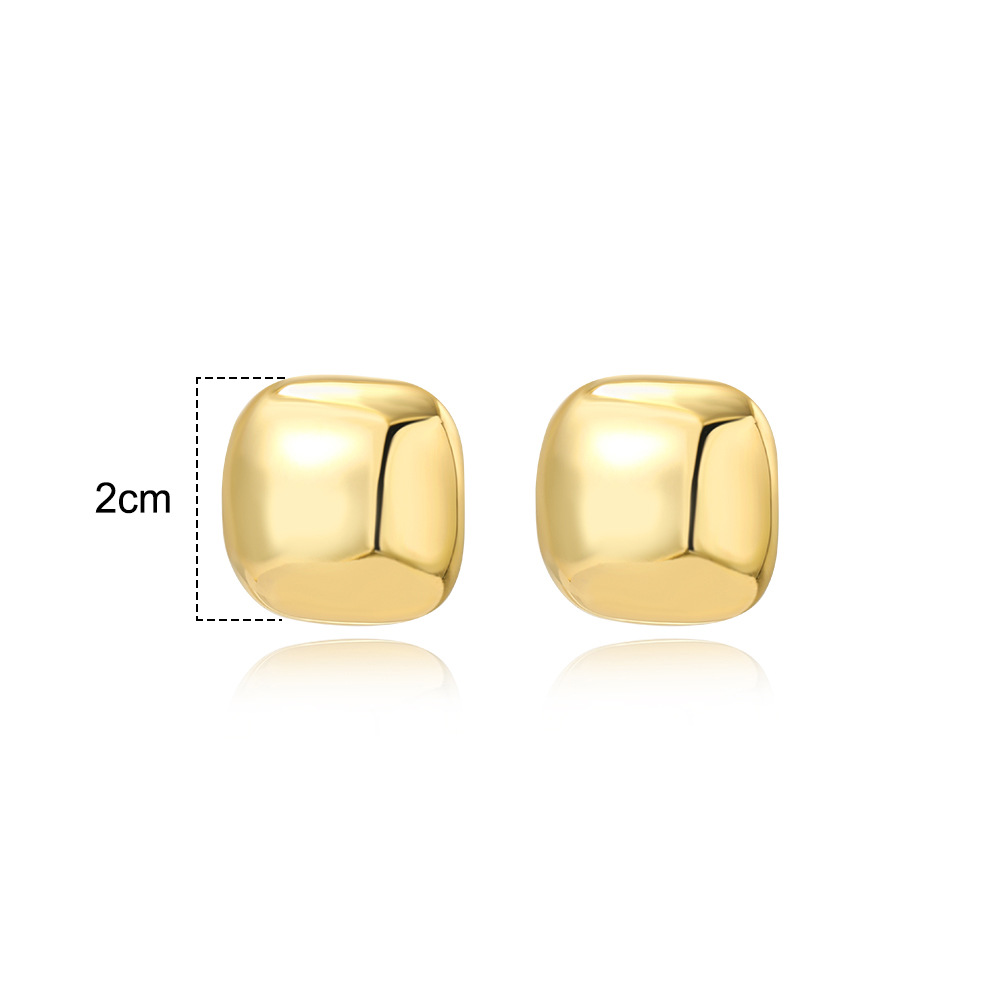 1 Pair Simple Style Square Plating Brass Ear Studs display picture 1