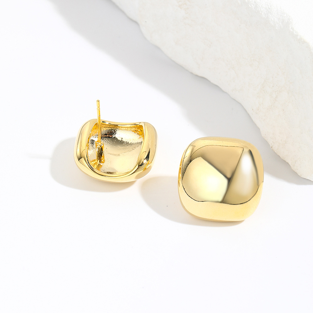 1 Pair Simple Style Square Plating Brass Ear Studs display picture 4