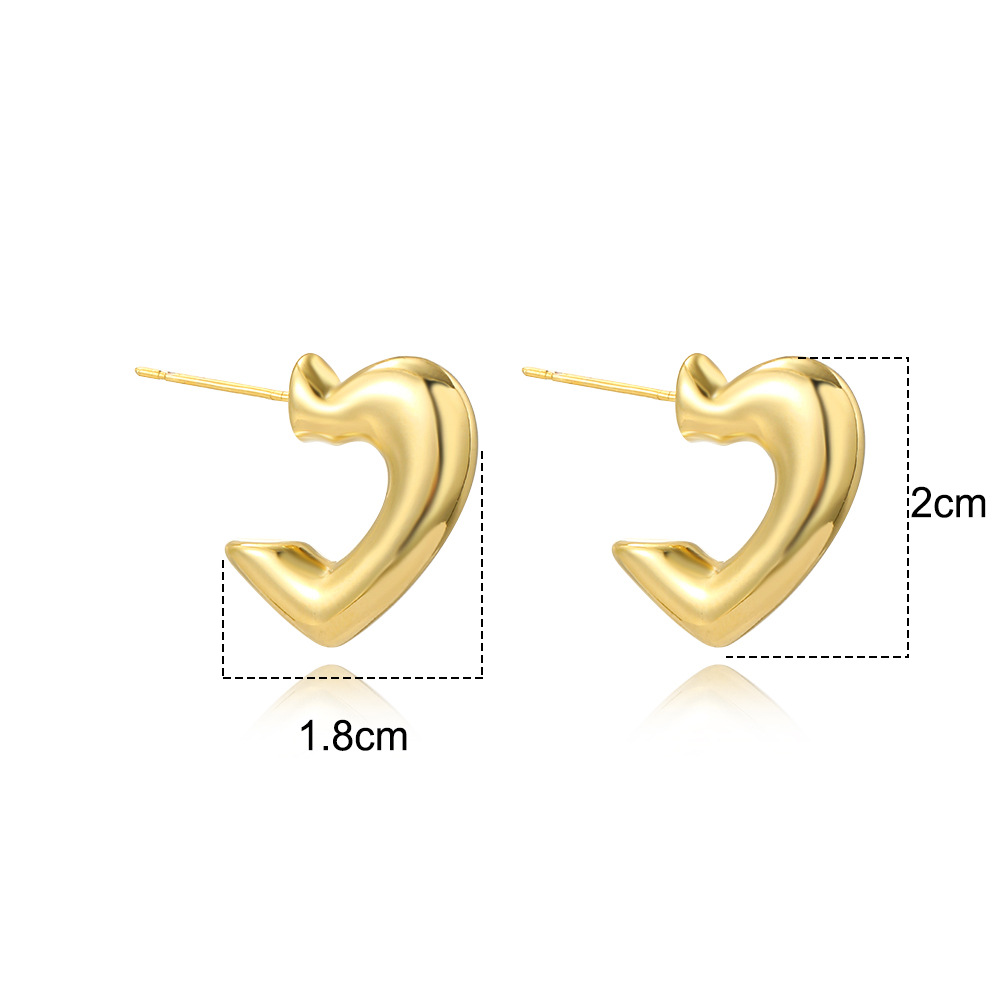 1 Pair Simple Style Heart Shape Plating Brass Ear Studs display picture 1