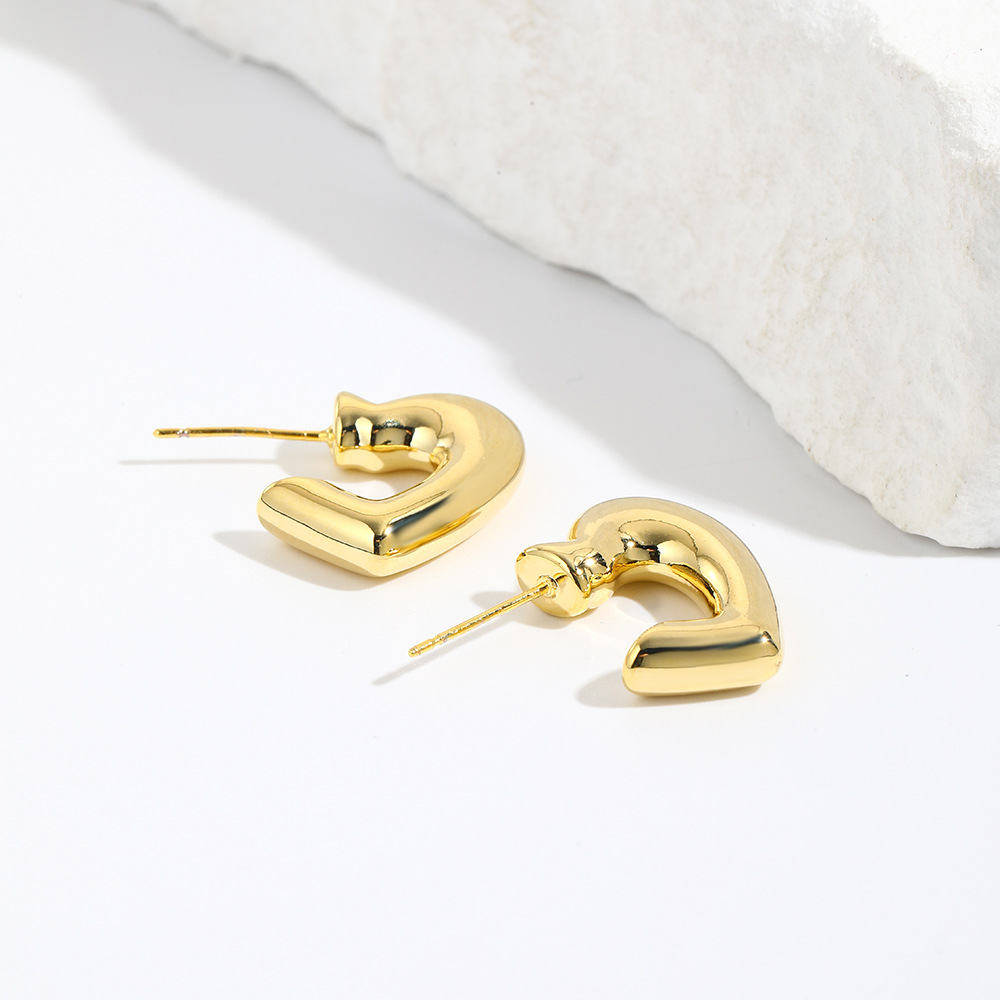 1 Pair Simple Style Heart Shape Plating Brass Ear Studs display picture 4