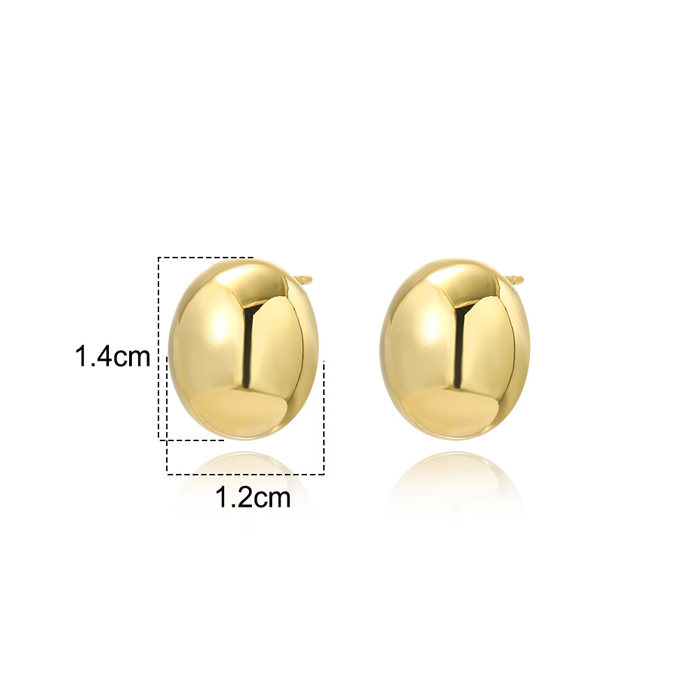 1 Pair Simple Style Oval Plating Brass Ear Studs display picture 1
