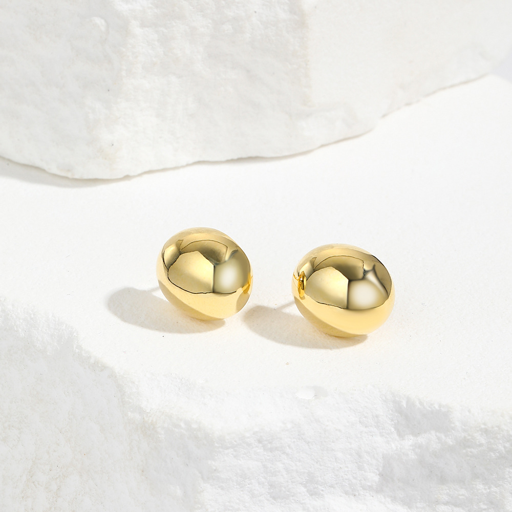 1 Pair Simple Style Oval Plating Brass Ear Studs display picture 3