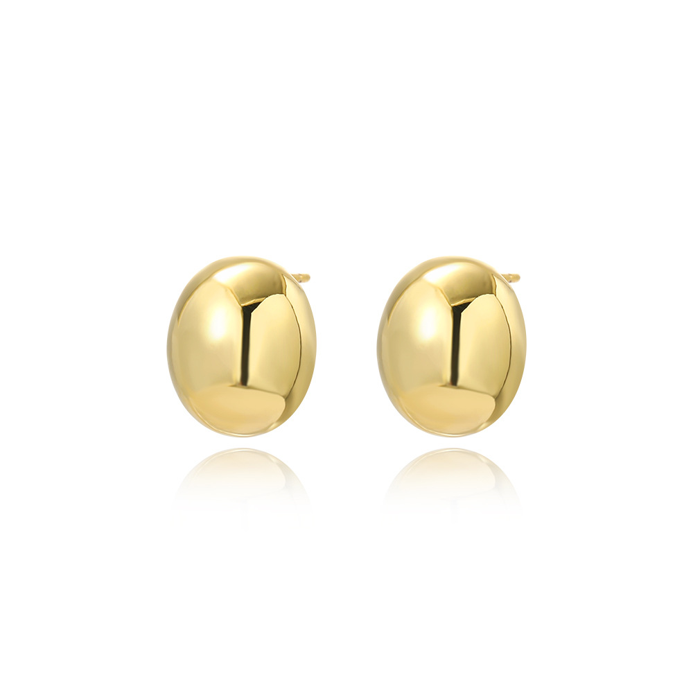 1 Pair Simple Style Oval Plating Brass Ear Studs display picture 4