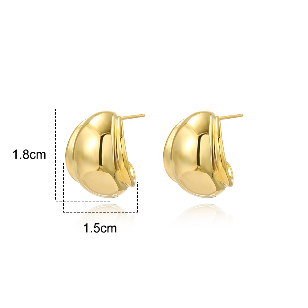 1 Pair Simple Style C Shape Solid Color Plating Brass Ear Studs display picture 1