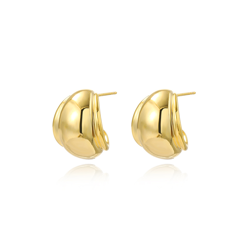 1 Pair Simple Style C Shape Solid Color Plating Brass Ear Studs display picture 3