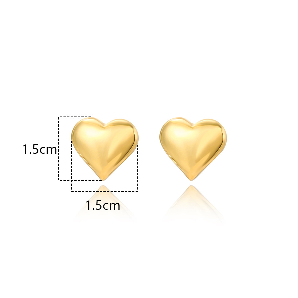 1 Pair Sweet Heart Shape Plating Copper Ear Studs display picture 1