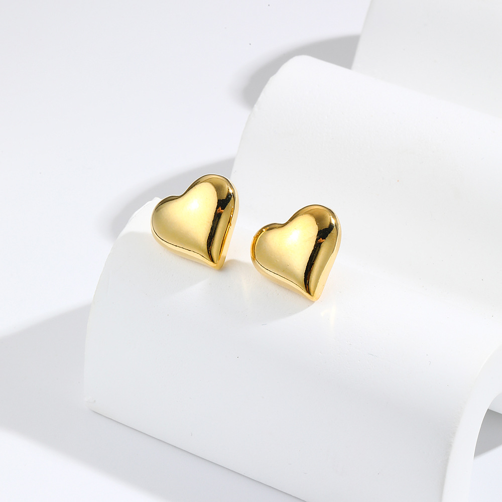 1 Pair Sweet Heart Shape Plating Copper Ear Studs display picture 4
