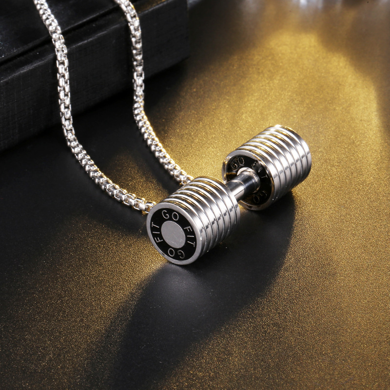 Commute Dumbbell Stainless Steel Men's Necklace display picture 5