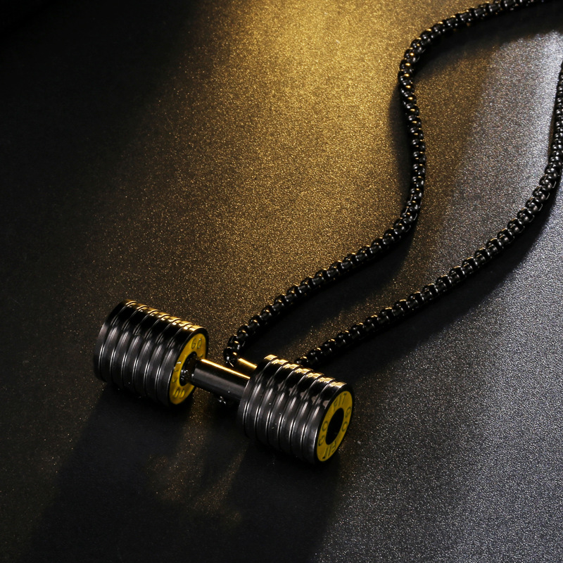 Commute Dumbbell Stainless Steel Men's Necklace display picture 4