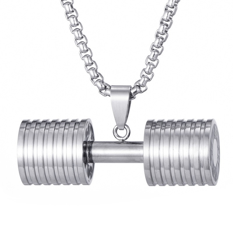 Commute Dumbbell Stainless Steel Men's Necklace display picture 7