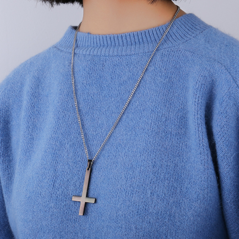 Commute Cross Stainless Steel Pendant Necklace display picture 7