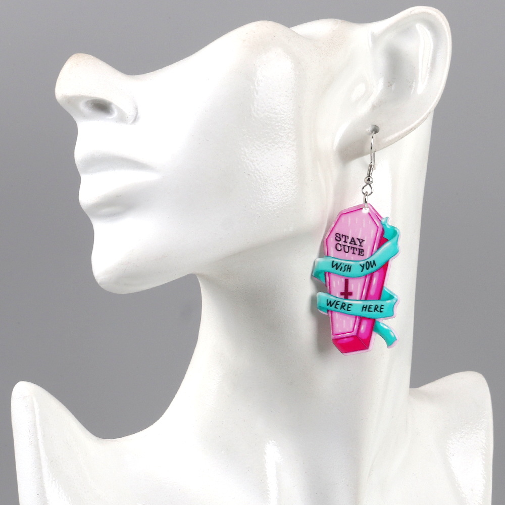 1 Pair Funny Skull Arylic Drop Earrings display picture 1