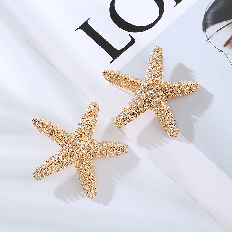 1 Pair Beach Starfish Alloy Ear Studs display picture 2