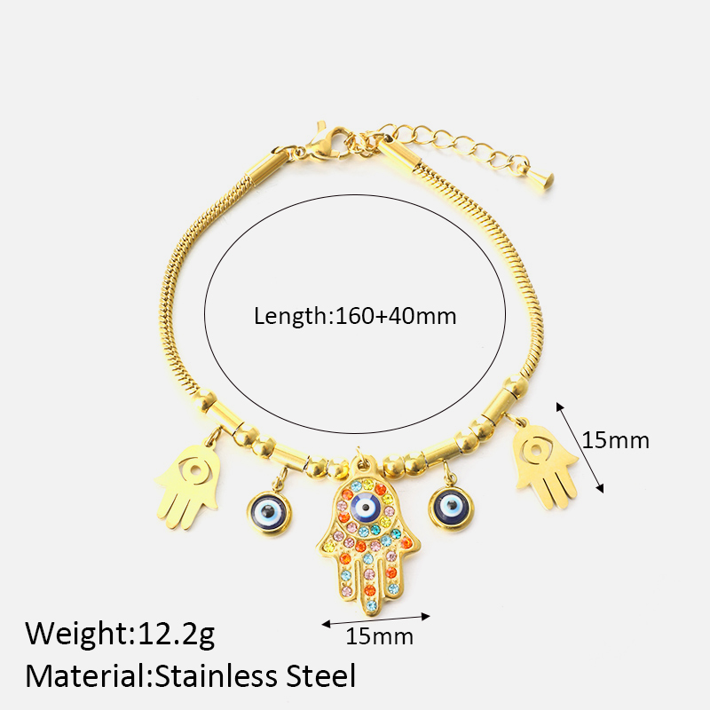Cool Style Shiny Hand Eye 304 Stainless Steel Zircon Bracelets In Bulk display picture 4