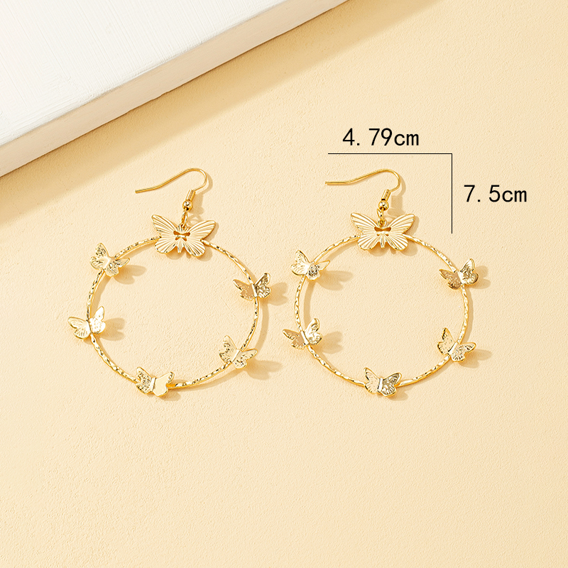 1 Pair Lady Round Butterfly Plating Alloy 14k Gold Plated Drop Earrings display picture 5