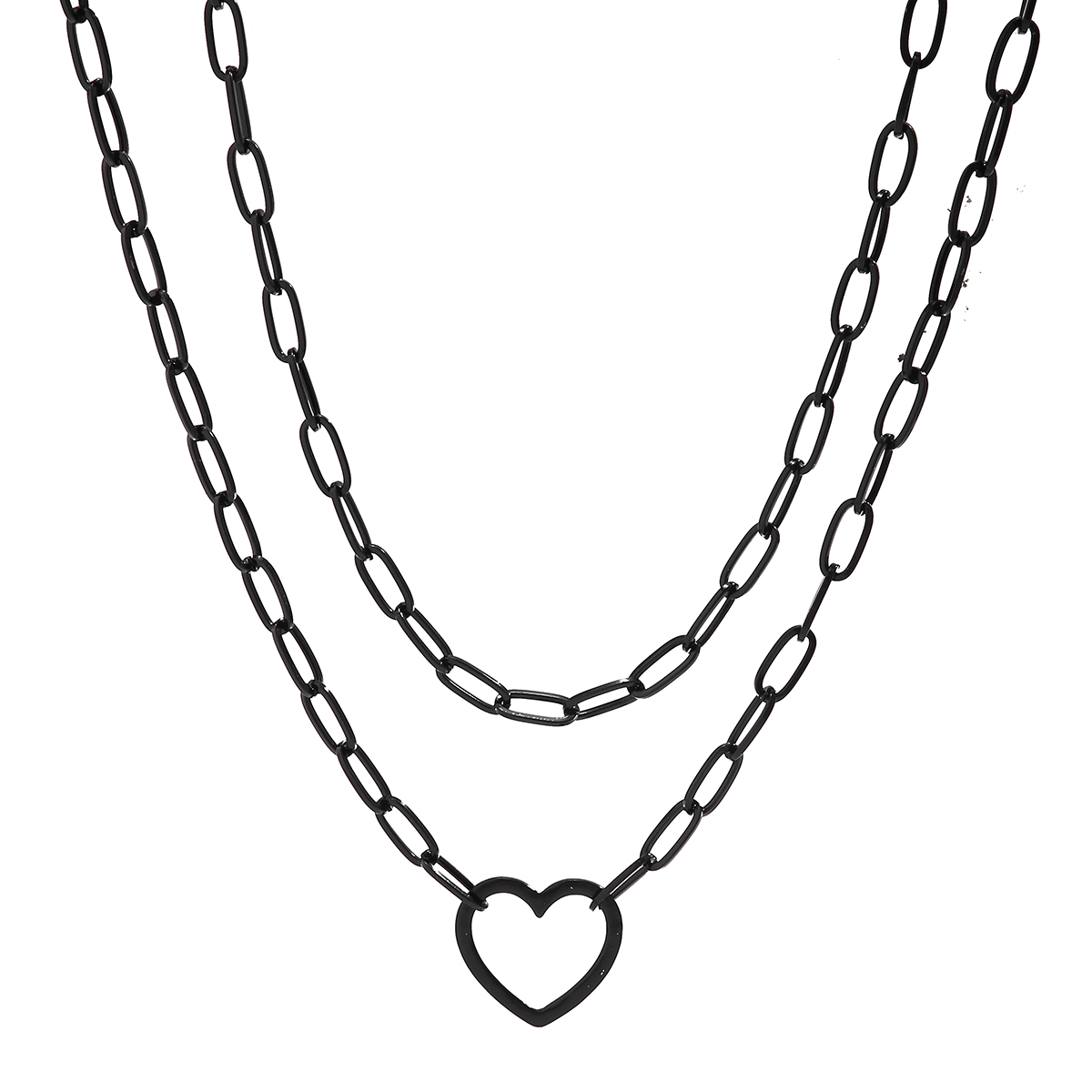 Wholesale Jewelry Exaggerated Punk Simple Style Irregular Heart Shape Alloy Iron Hollow Out Necklace display picture 4