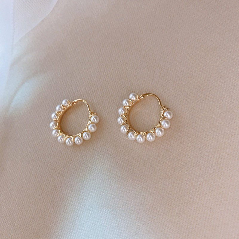 1 Pair Korean Style Round Imitation Pearl Alloy Earrings display picture 1