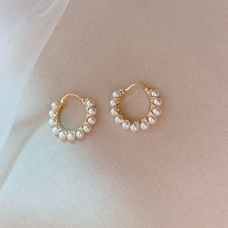 1 Pair Korean Style Round Imitation Pearl Alloy Earrings display picture 3