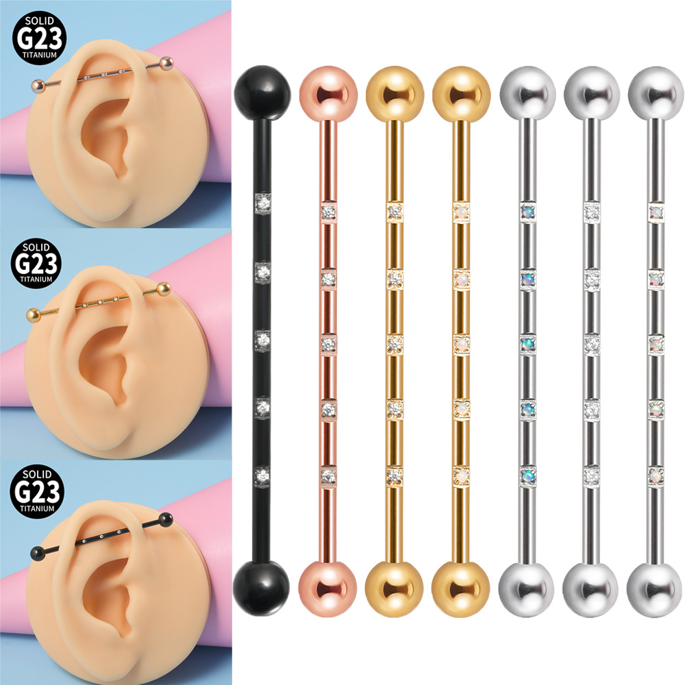 1 Piece Casual Simple Style Shiny Solid Color Plating Inlay Pure Titanium Zircon Ear Studs display picture 1