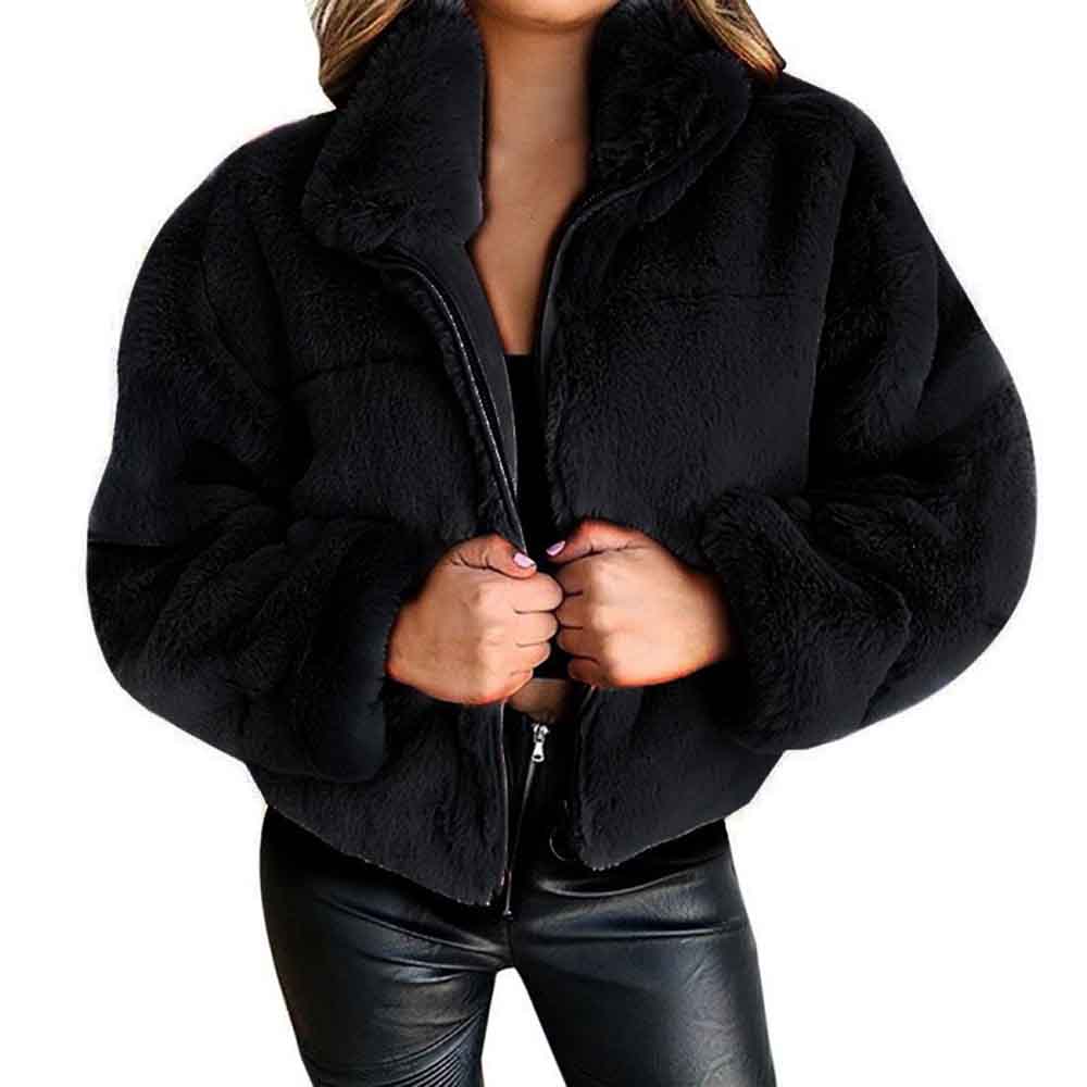 Women's Casual Solid Color Zipper Coat Woolen Coat display picture 2