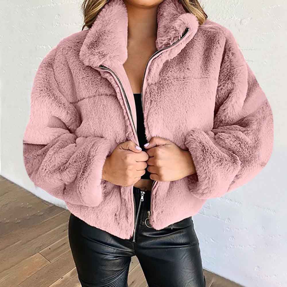 Femmes Décontractée Couleur Unie Fermeture Éclair Manteau Manteau En Laine display picture 4