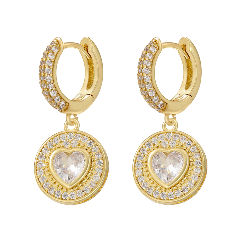 1 Pair Elegant Simple Style Heart Shape Plating Inlay Copper Zircon 18k Gold Plated Drop Earrings display picture 6