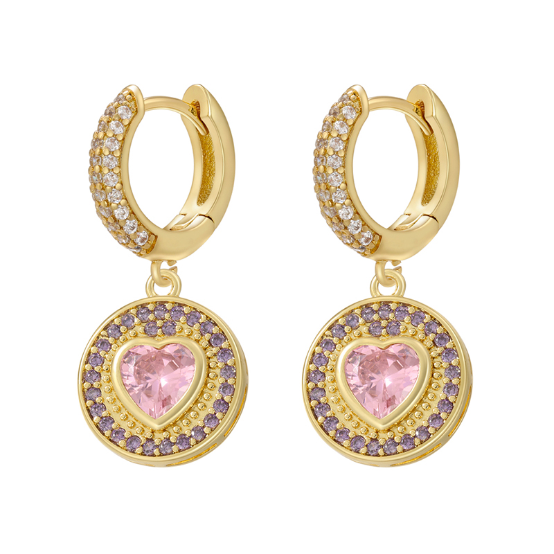 1 Pair Elegant Simple Style Heart Shape Plating Inlay Copper Zircon 18k Gold Plated Drop Earrings display picture 7