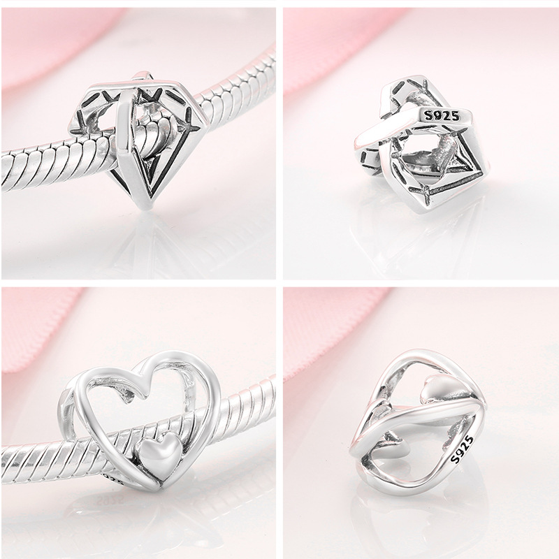 Casual Heart Shape Zircon Sterling Silver Wholesale Jewelry Accessories display picture 2