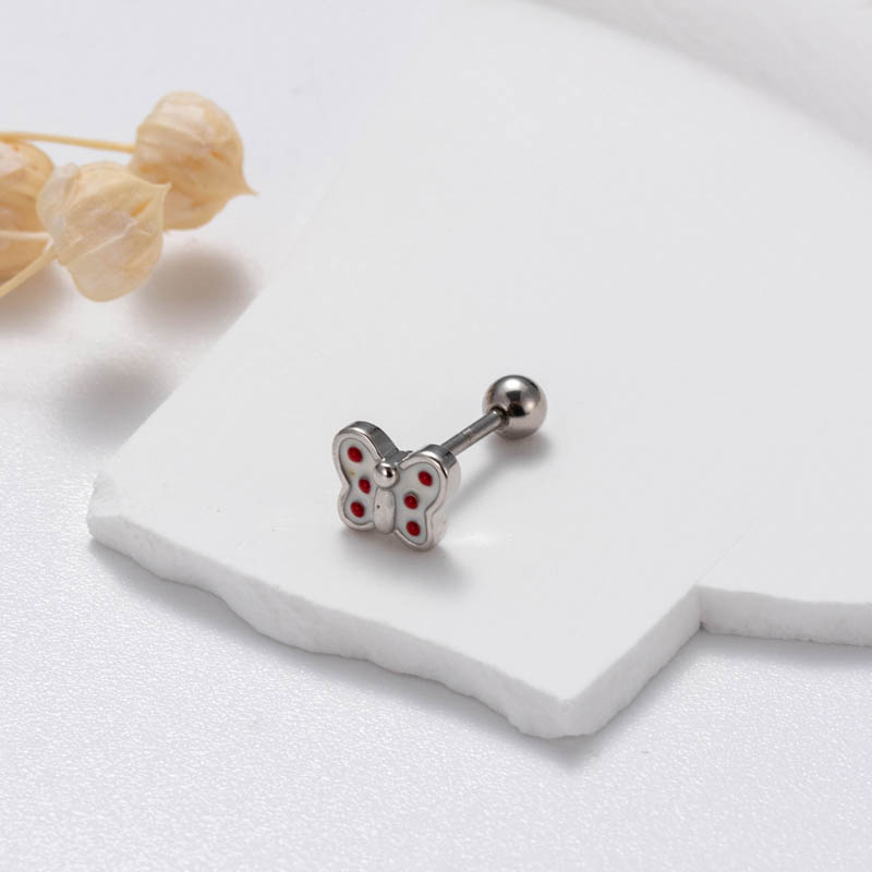 1 Piece Lady Classic Style Heart Shape Flower Butterfly Plating Inlay Copper Zircon Ear Studs Cartilage Earrings display picture 6