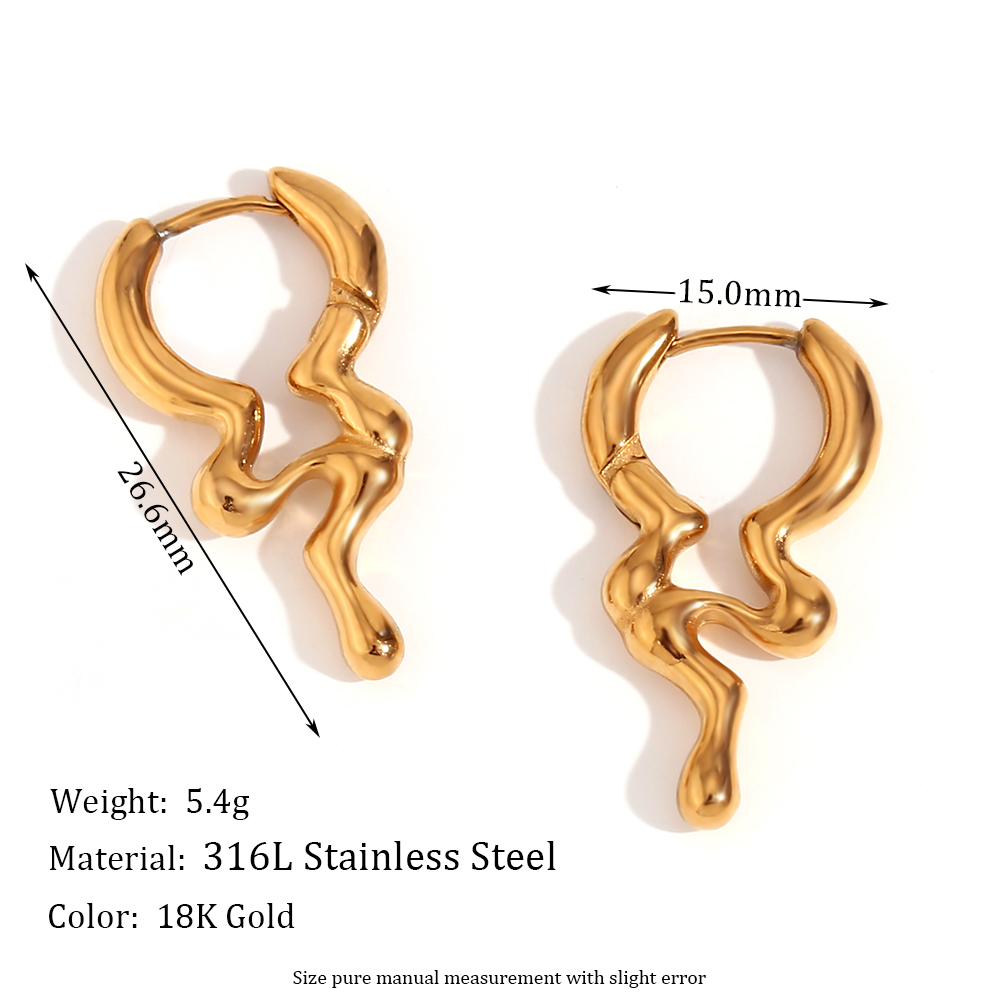 1 Pair Simple Style Irregular Solid Color Plating Stainless Steel 18k Gold Plated Earrings display picture 2