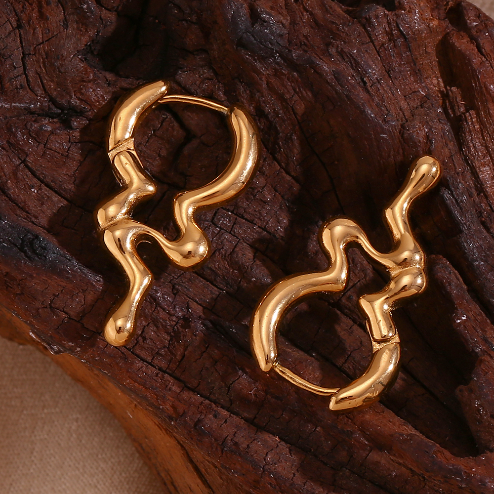 1 Pair Simple Style Irregular Solid Color Plating Stainless Steel 18k Gold Plated Earrings display picture 1