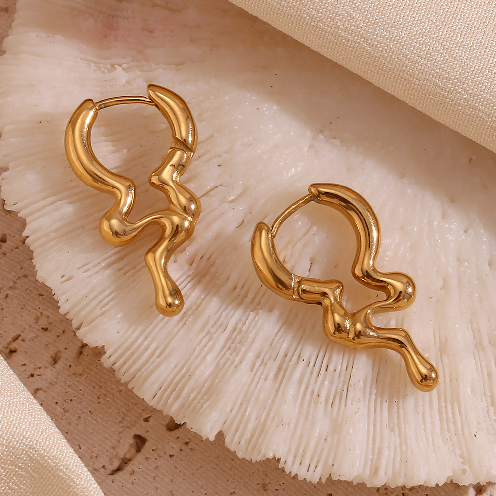1 Pair Simple Style Irregular Solid Color Plating Stainless Steel 18k Gold Plated Earrings display picture 6