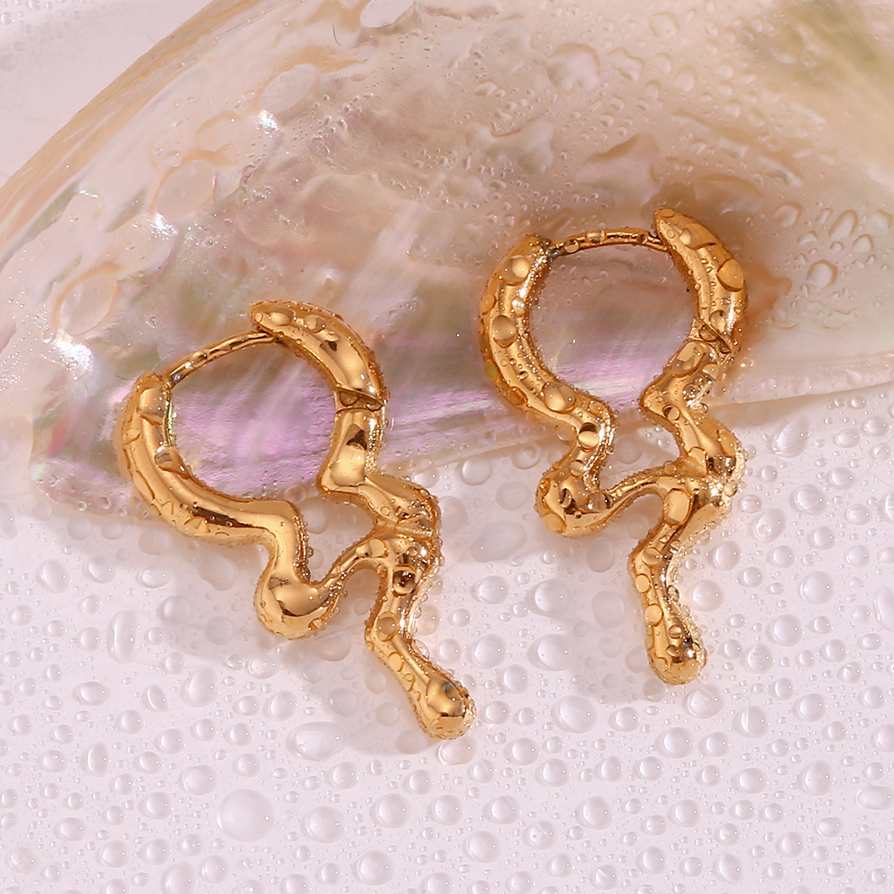 1 Pair Simple Style Irregular Solid Color Plating Stainless Steel 18k Gold Plated Earrings display picture 11