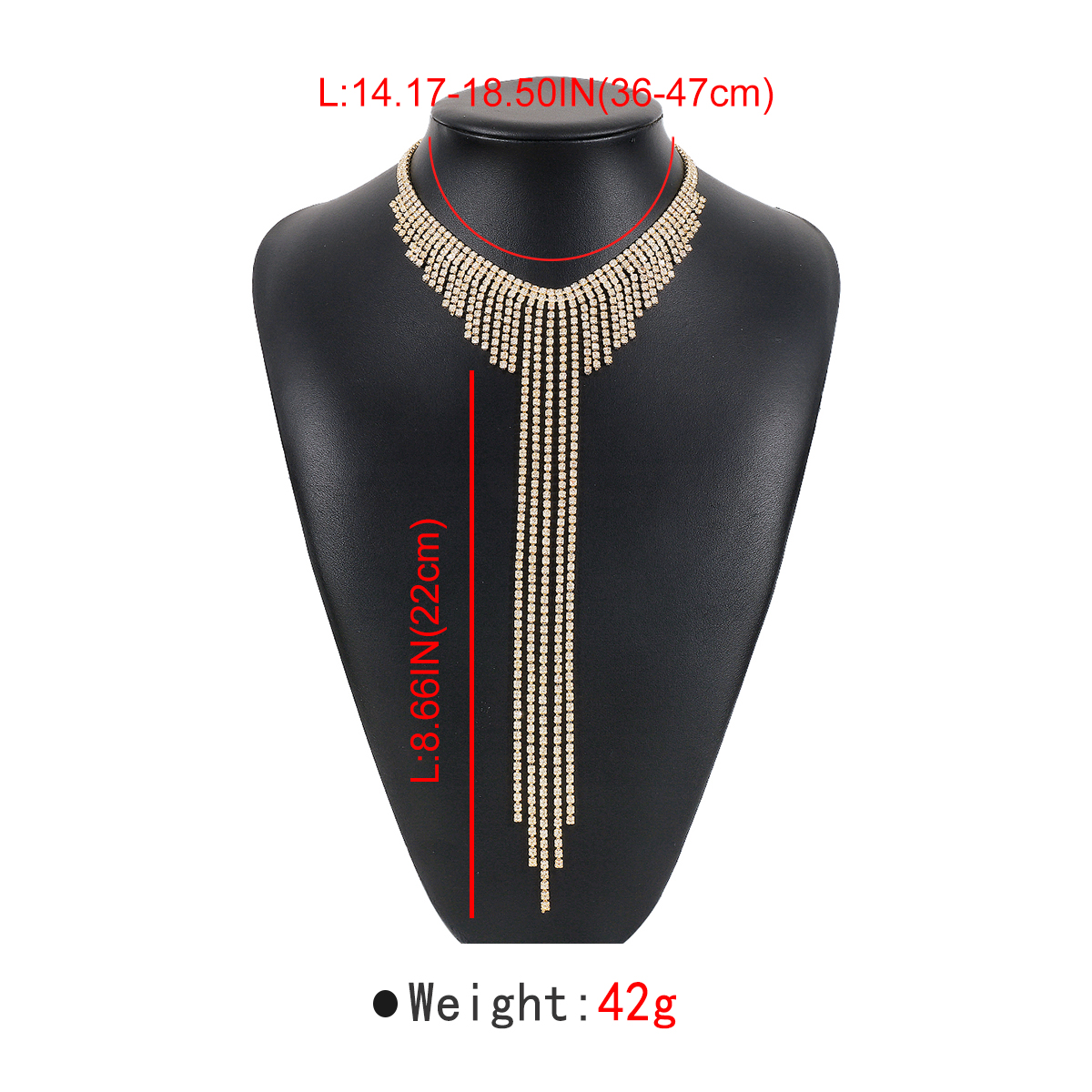 Wholesale Jewelry Exaggerated Shiny Tassel Solid Color Iron Rhinestones Plating Inlay Pendant Necklace display picture 11