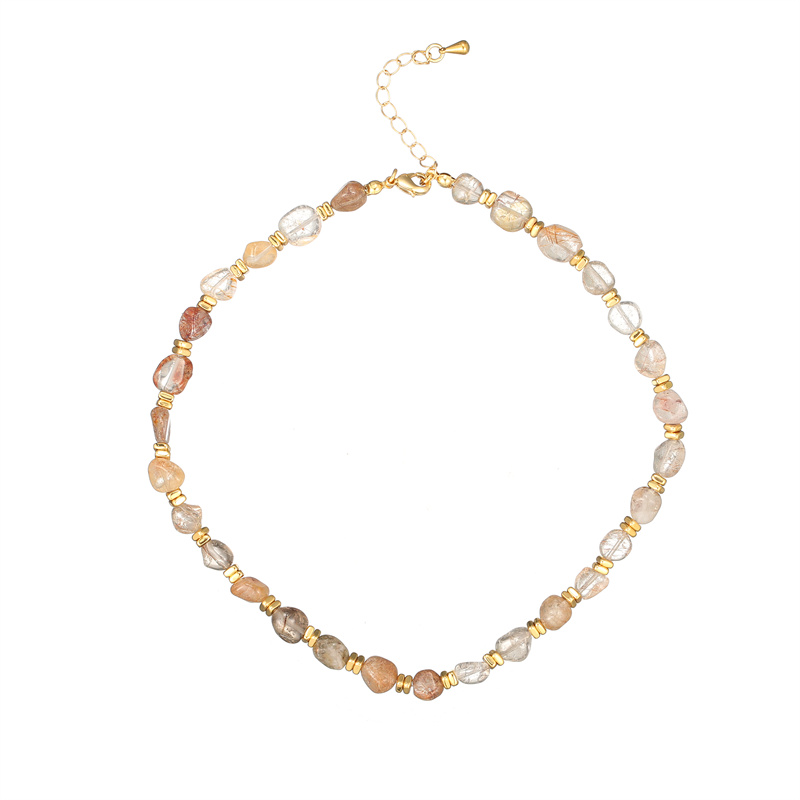 Lässig Einfacher Stil Irregulär Achat Kupfer Perlen Überzug Vergoldet Frau Halskette display picture 7