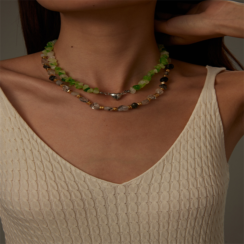 Lässig Einfacher Stil Irregulär Achat Kupfer Perlen Überzug Vergoldet Frau Halskette display picture 1