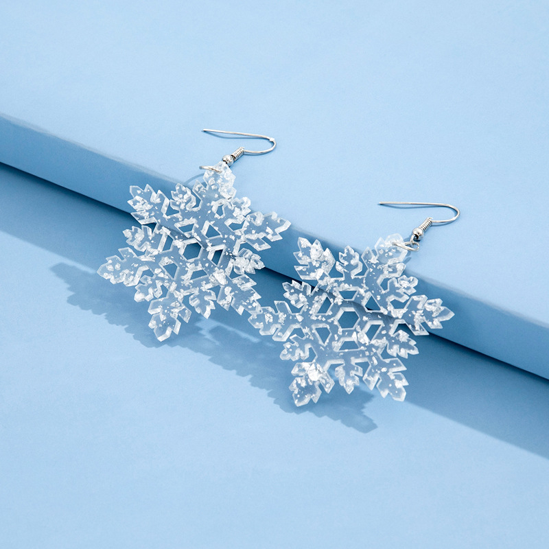 1 Pair Sweet Snowflake Arylic Drop Earrings display picture 2