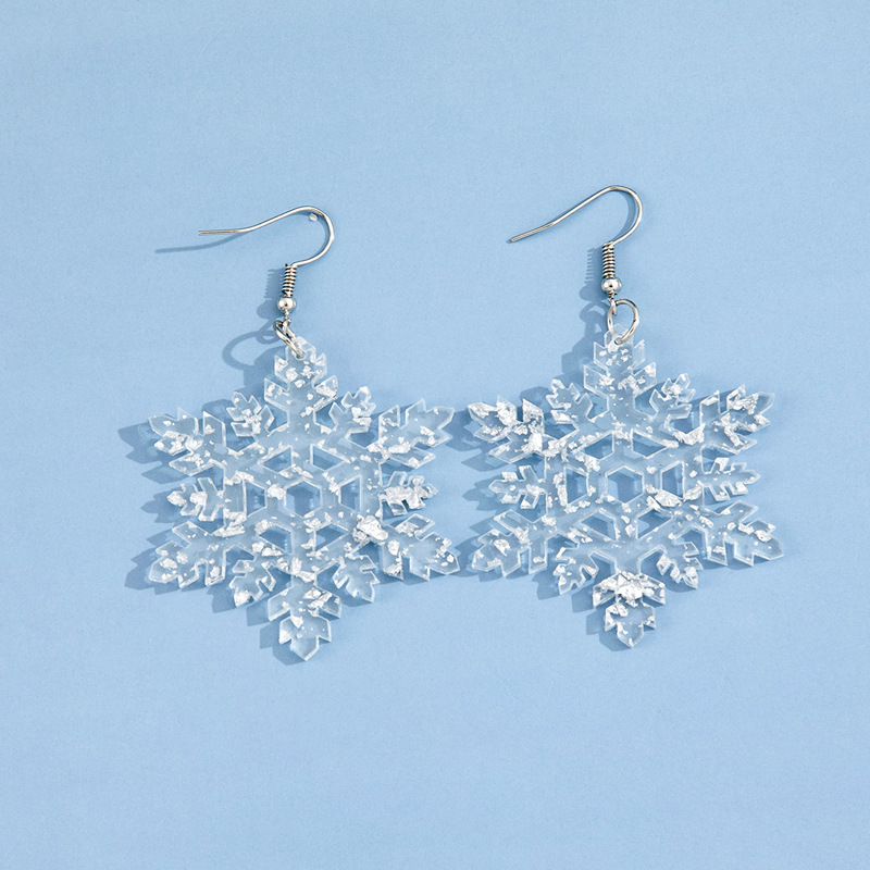 1 Pair Sweet Snowflake Arylic Drop Earrings display picture 3