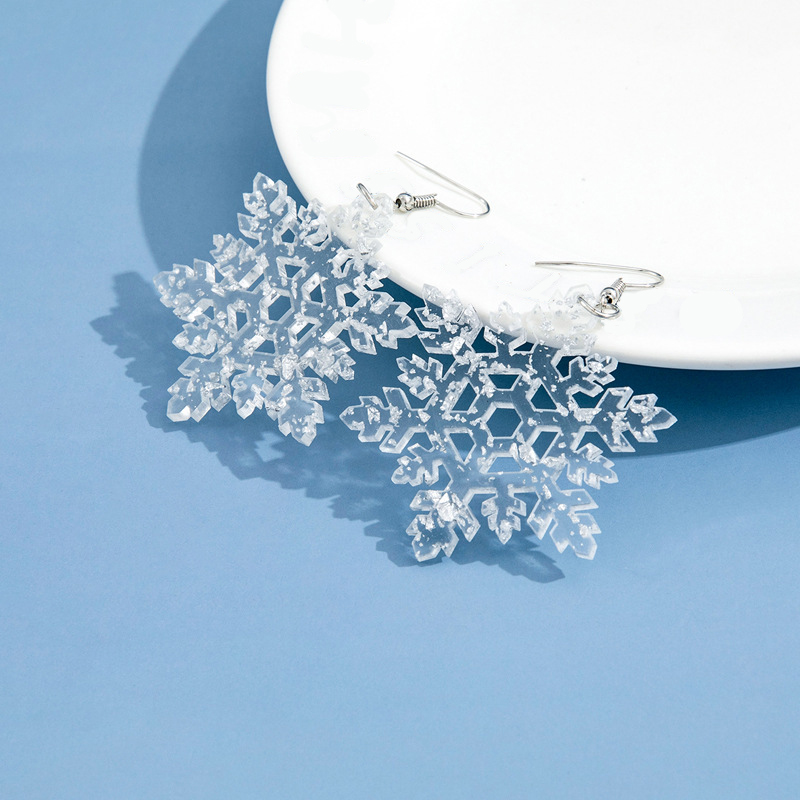 1 Pair Sweet Snowflake Arylic Drop Earrings display picture 1