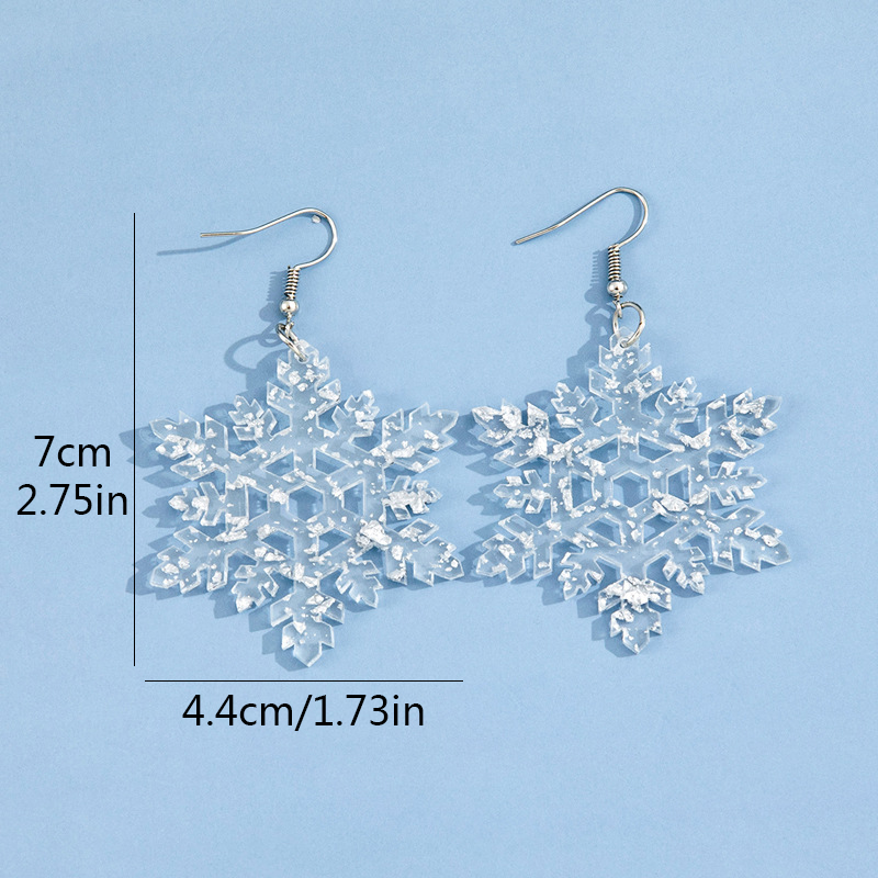 1 Pair Sweet Snowflake Arylic Drop Earrings display picture 4