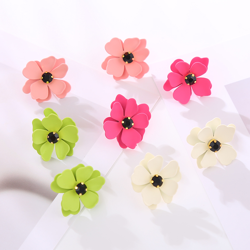 1 Pair Cute Flower Inlay Alloy Rhinestones Ear Studs display picture 2