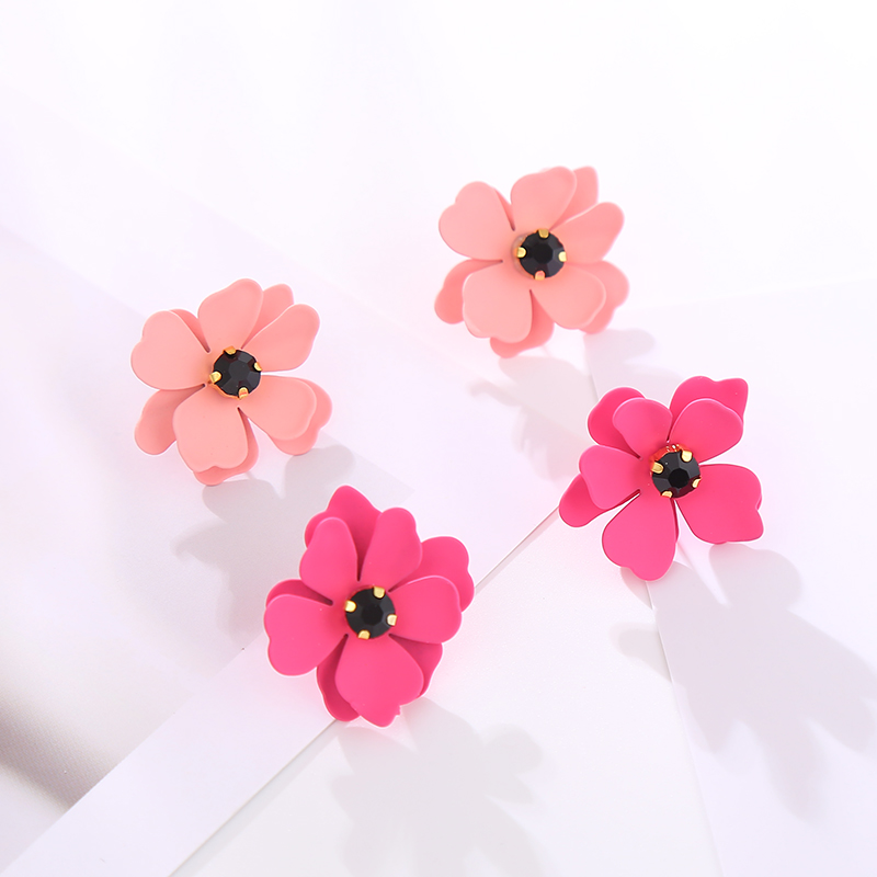 1 Pair Cute Flower Inlay Alloy Rhinestones Ear Studs display picture 3