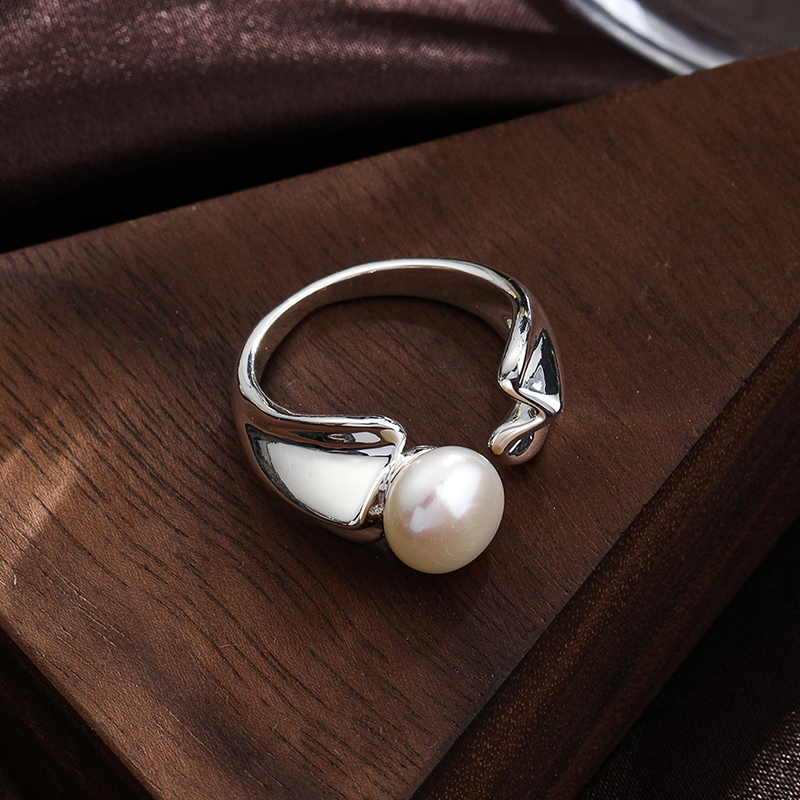 Ig Style Simple Style Round Copper Plating Inlay Pearl 18k Gold Plated Silver Plated Open Rings display picture 4