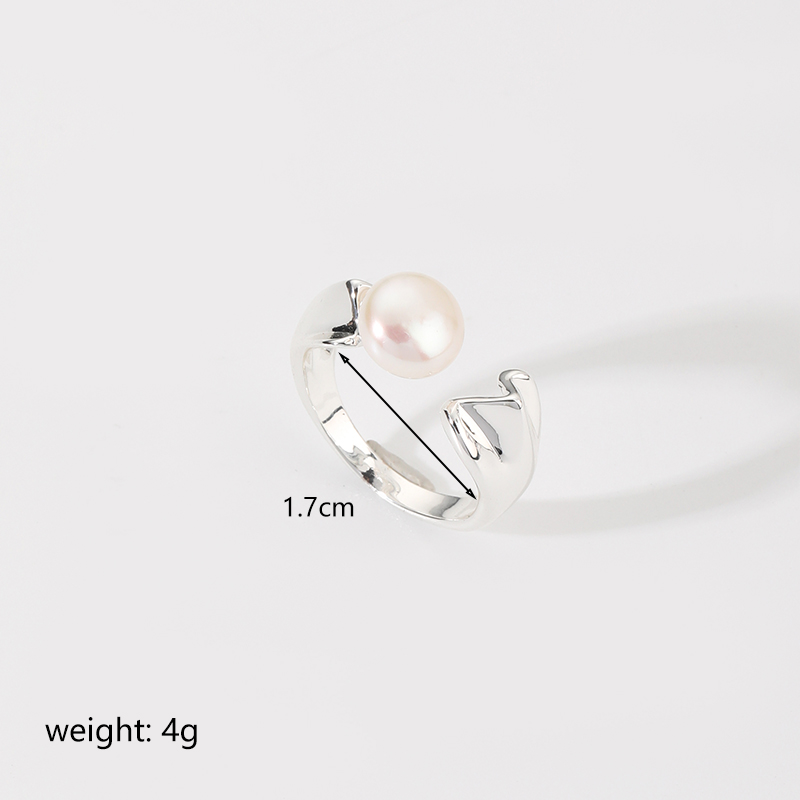 Ig Style Simple Style Round Copper Plating Inlay Pearl 18k Gold Plated Silver Plated Open Rings display picture 1