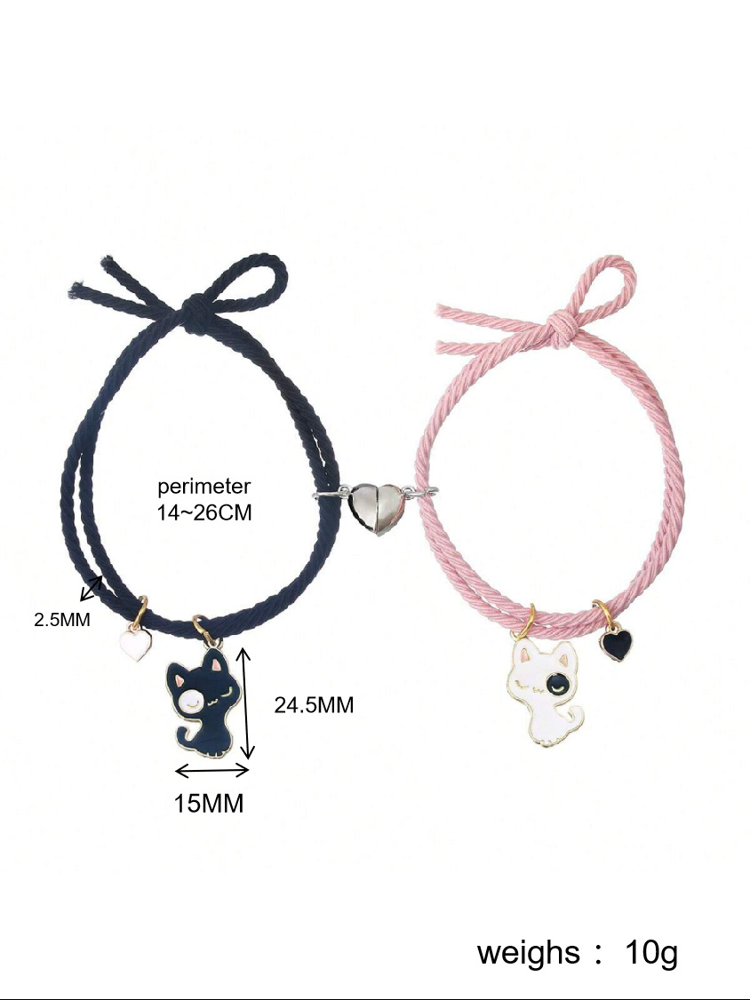 Cute Animal Stainless Steel Rubber Band Rope Handmade Couple Wristband display picture 1