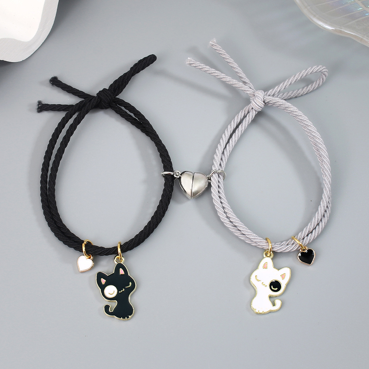 Cute Animal Stainless Steel Rubber Band Rope Handmade Couple Wristband display picture 4