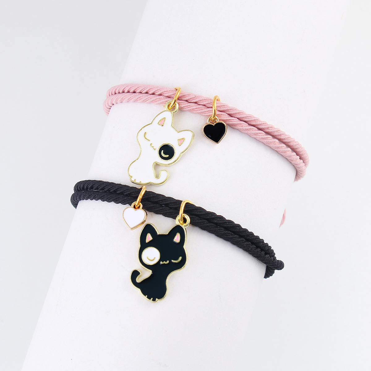 Cute Animal Stainless Steel Rubber Band Rope Handmade Couple Wristband display picture 6