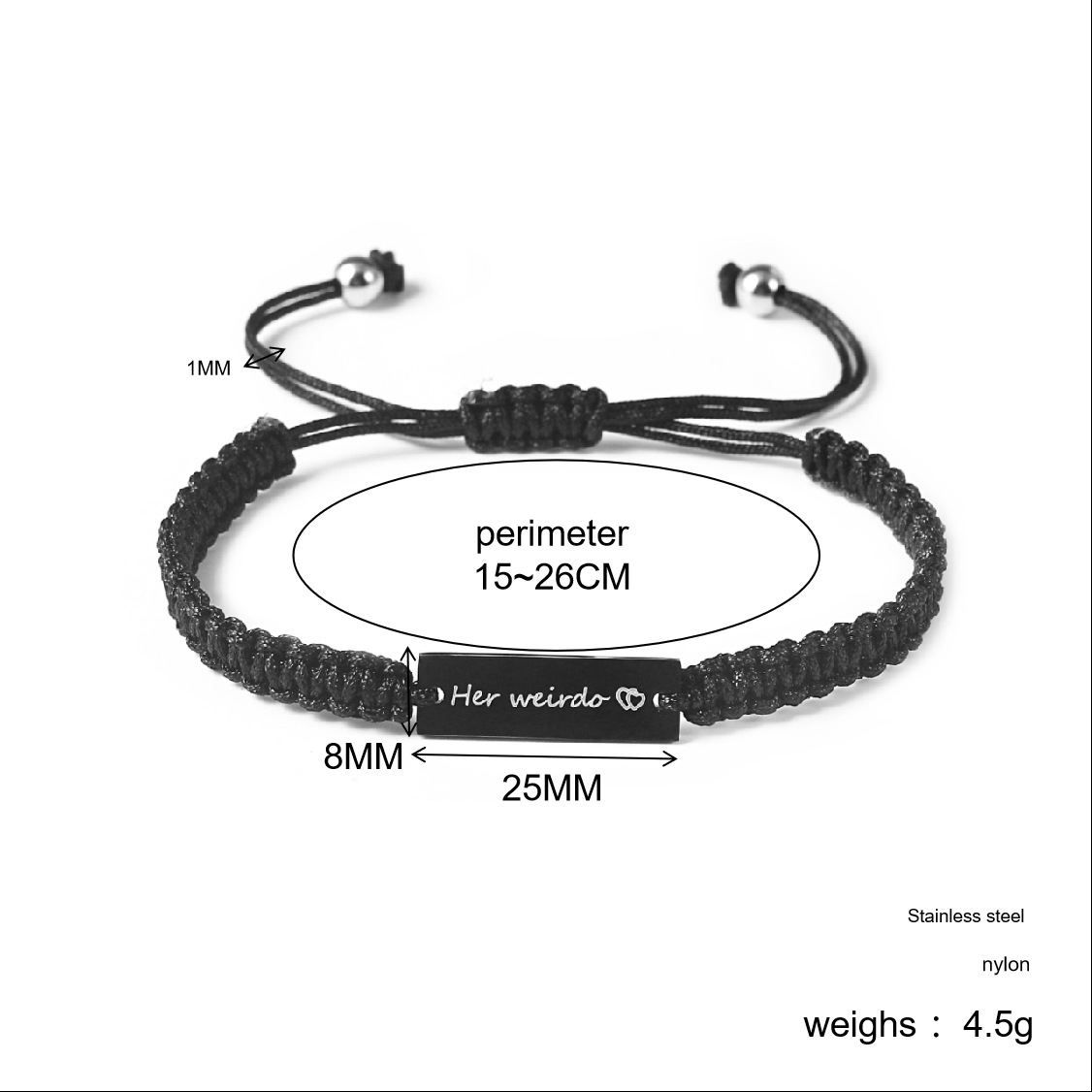 Simple Style Letter Stainless Steel Nylon Handmade Couple Bracelets display picture 4