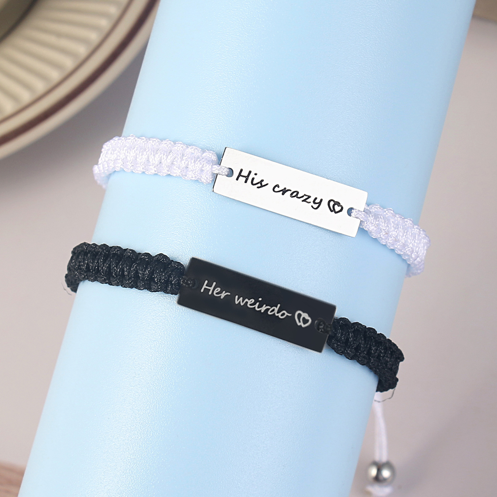 Simple Style Letter Stainless Steel Nylon Handmade Couple Bracelets display picture 7